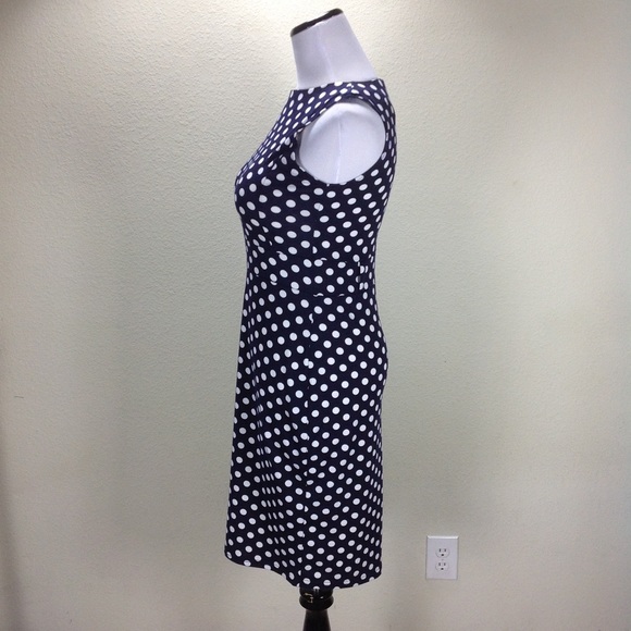 NWT Blue & White Polka Dot Sleeveless Bodcon Dress - Picture 2 of 5